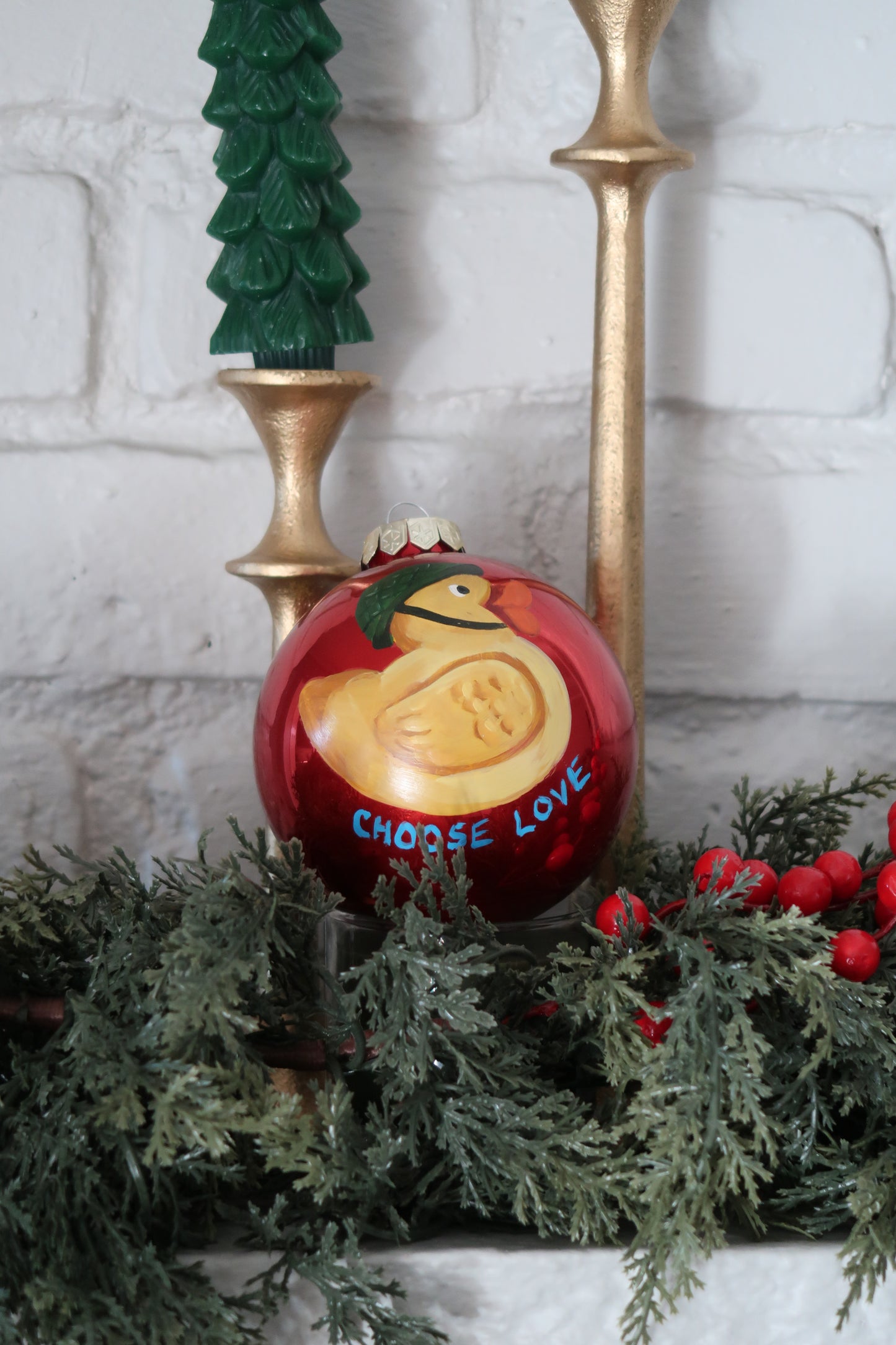 Choose Love Hand-Painted Duck Ornament - Assorted Colors