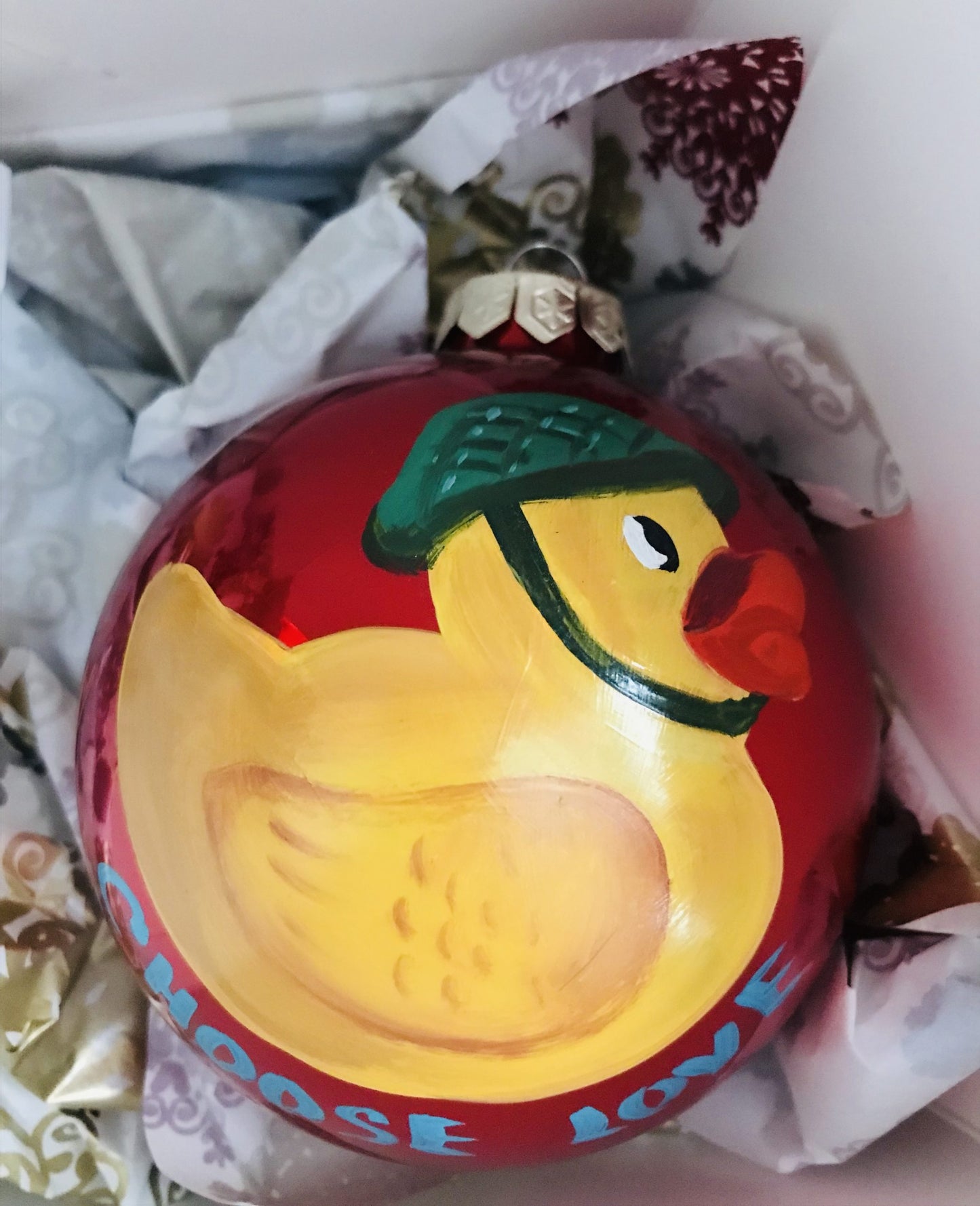 Choose Love Painted Duck Ornament